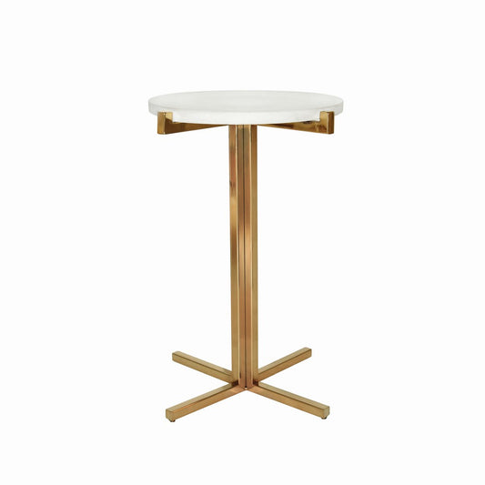 Worlds Away - Round Side Table With Brass X Base And White Marble Top - WINSLET view 1