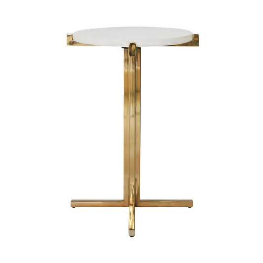 Worlds Away - Round Side Table With Brass X Base And White Marble Top - WINSLET view 2