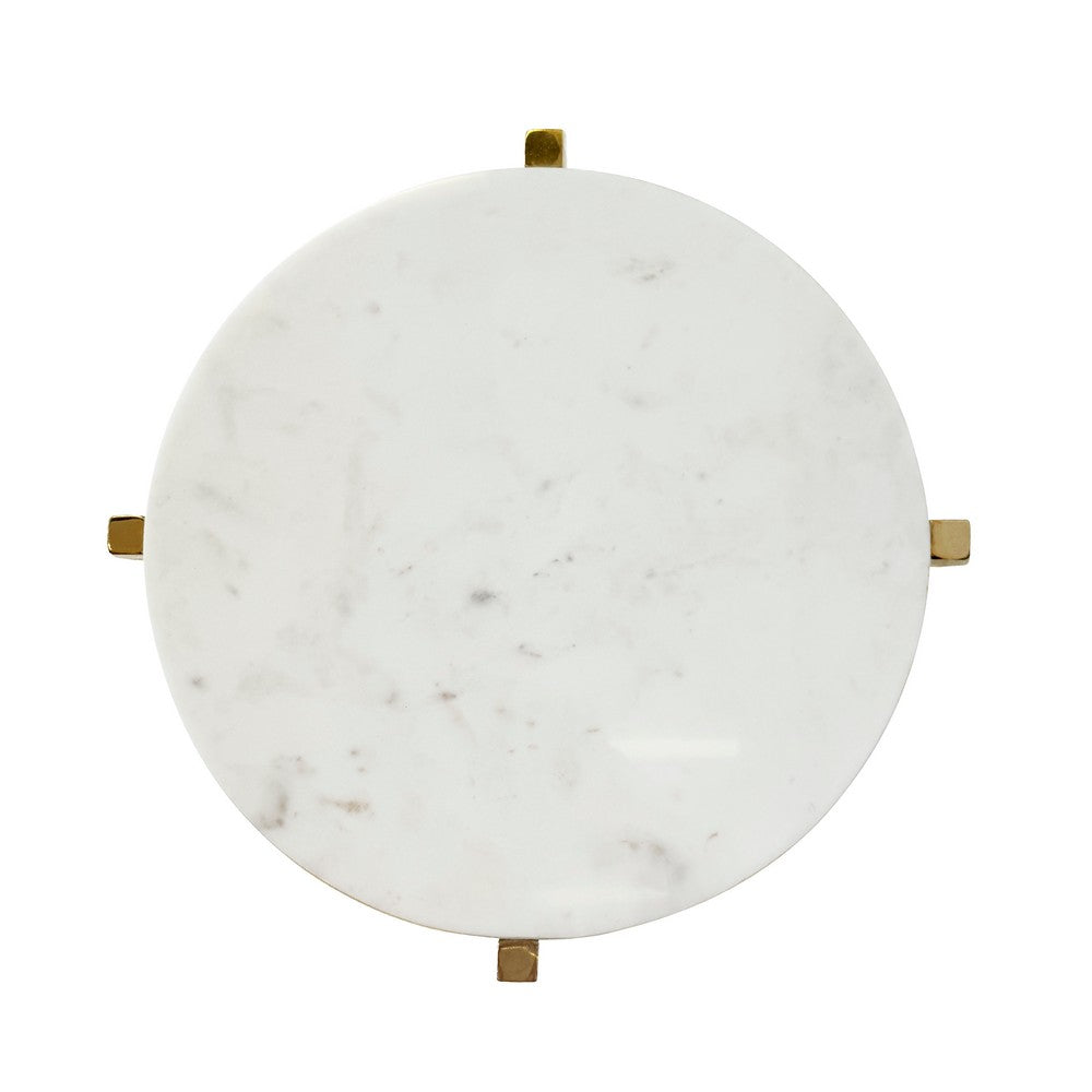 Worlds Away - Round Side Table With Brass X Base And White Marble Top - WINSLET view 3