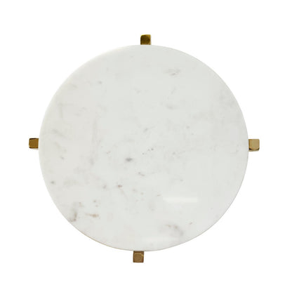 Worlds Away - Round Side Table With Brass X Base And White Marble Top - WINSLET view 3