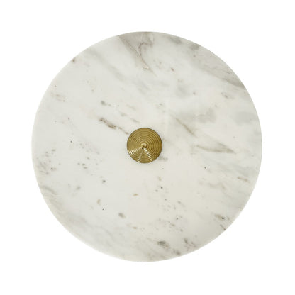 Worlds Away - Round Side Table With Conical Coiled Brass Base And White Marble Top - PASHA view 2