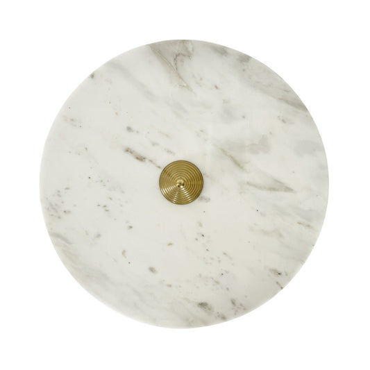 Worlds Away - Round Side Table With Conical Coiled Brass Base And White Marble Top - PASHA view 2
