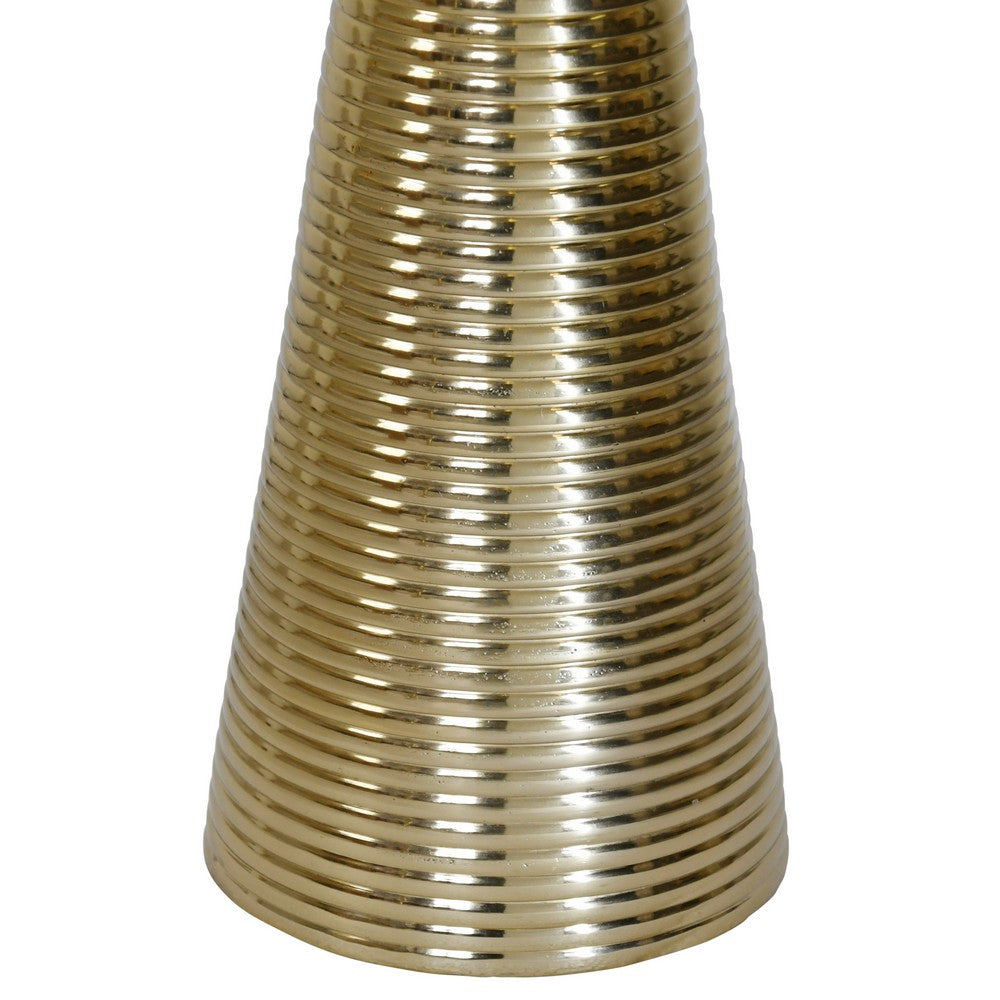 Worlds Away - Round Side Table With Conical Coiled Brass Base And White Marble Top - PASHA view 4