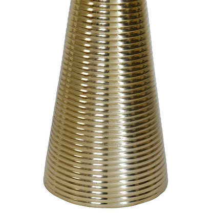 Worlds Away - Round Side Table With Conical Coiled Brass Base And White Marble Top - PASHA view 4