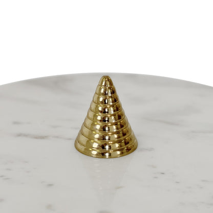 Worlds Away - Round Side Table With Conical Coiled Brass Base And White Marble Top - PASHA view 5