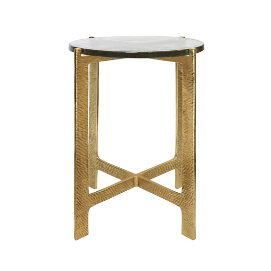 Worlds Away - Round Side Table With Hammered Brass Base And Thick Poured Glass Top - RICKY view 2