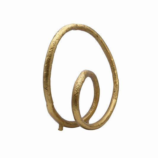 Worlds Away - Rounded Metal Loop Scultpture In Textured Brass - ORIN view 1