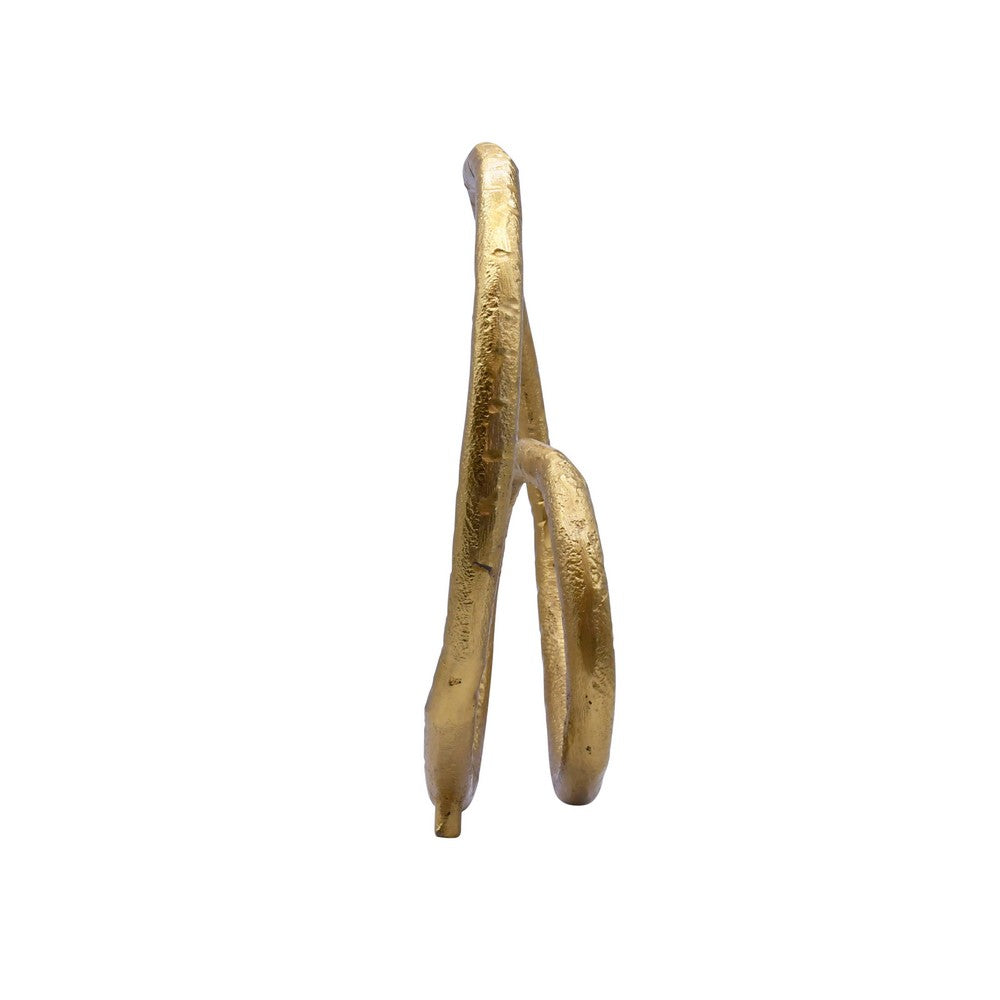 Worlds Away - Rounded Metal Loop Scultpture In Textured Brass - ORIN view 3