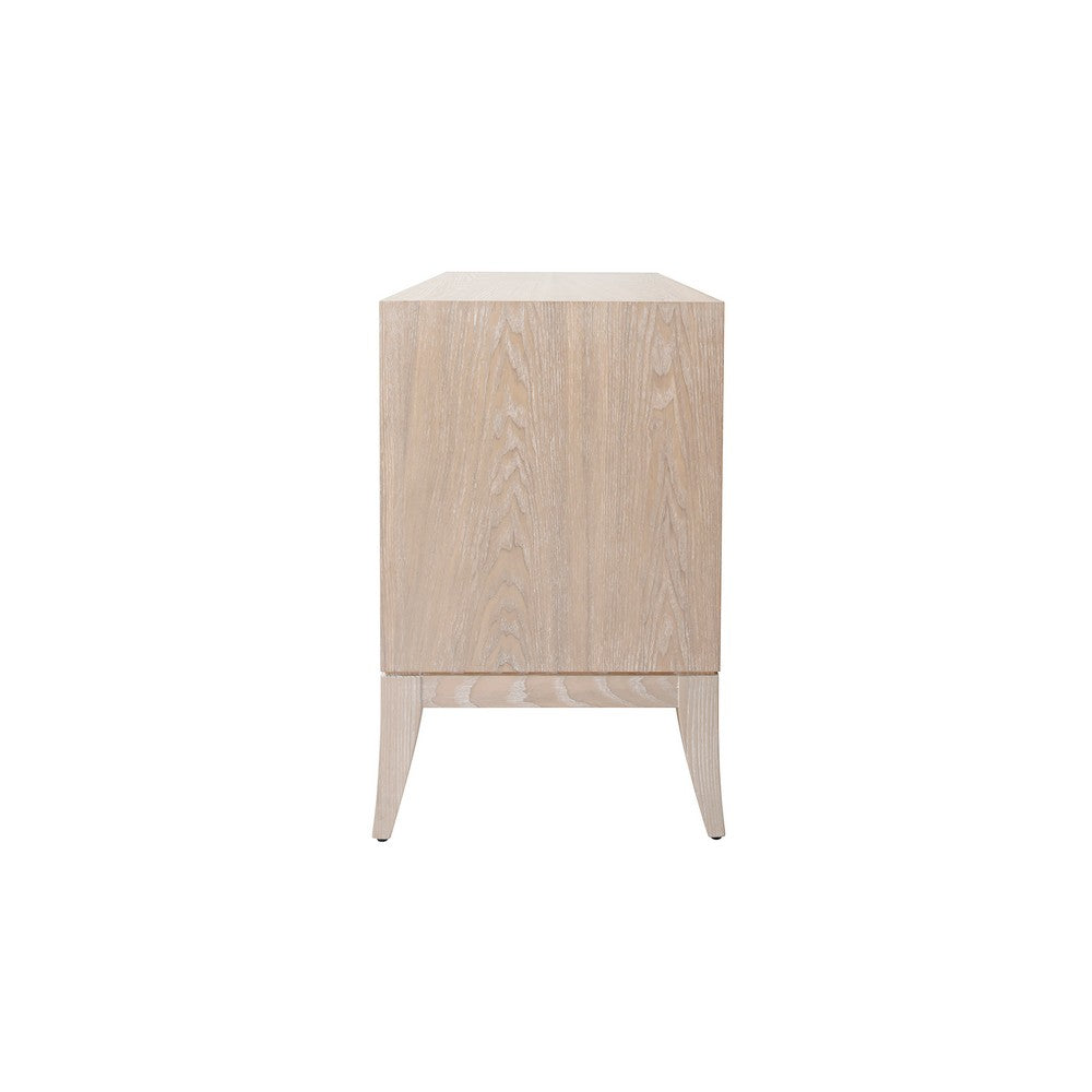 Worlds Away - Sabre Leg 2 Drawer Side Table With Brass Swing Handle In Cerused Oak - KENNA CO view 4