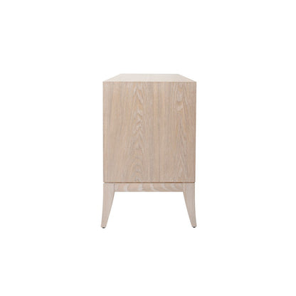 Worlds Away - Sabre Leg 2 Drawer Side Table With Brass Swing Handle In Cerused Oak - KENNA CO view 4