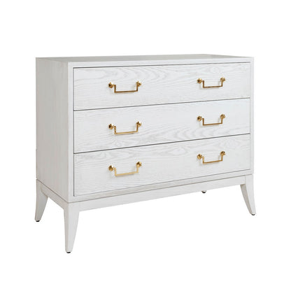 Worlds Away - Sabre Leg 3 Drawer Chest With Brass Swing Handle In White Washed Oak - AVIS WWO view 1