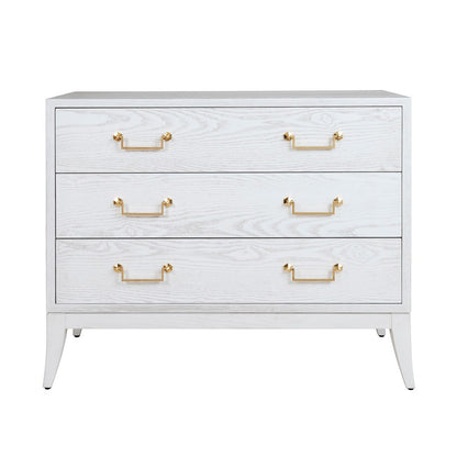 Worlds Away - Sabre Leg 3 Drawer Chest With Brass Swing Handle In White Washed Oak - AVIS WWO view 2