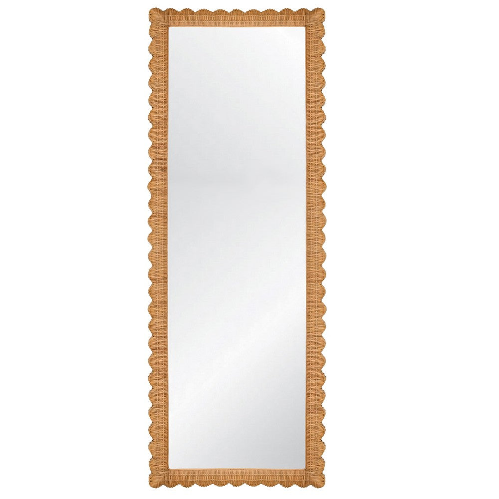 Worlds Away - Scallop Edge Rattan Floor Mirror - BRITTON FL view 1