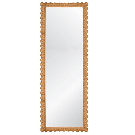 Worlds Away - Scallop Edge Rattan Floor Mirror - BRITTON FL view 1