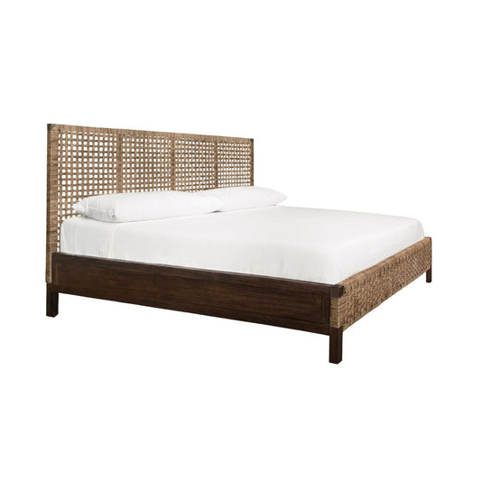 Worlds Away - Seagrass Wrapped Headboard And Footboard With Wood Side Rails And Legs, King Size - KARINA KING view 1
