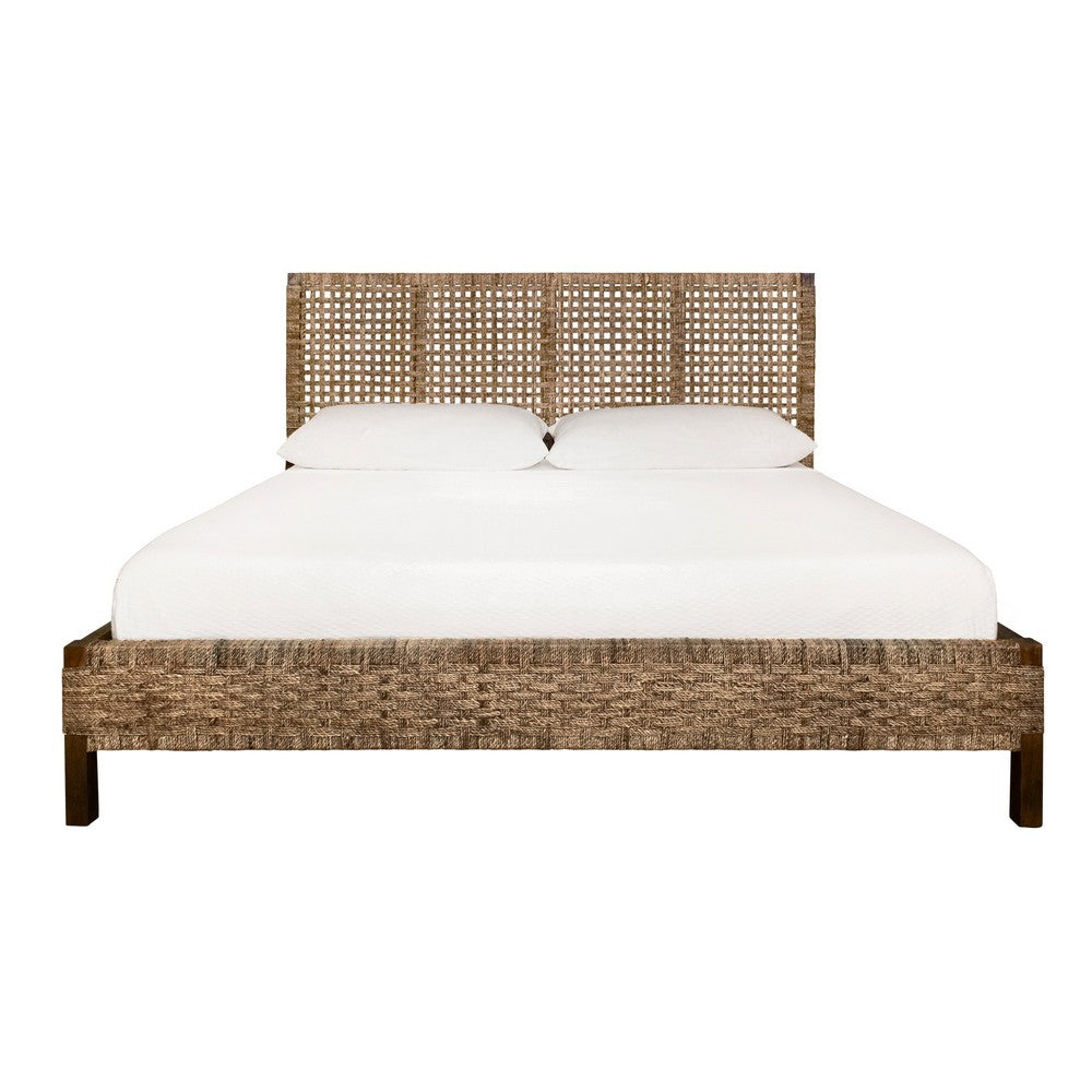 Worlds Away - Seagrass Wrapped Headboard And Footboard With Wood Side Rails And Legs, King Size - KARINA KING view 2