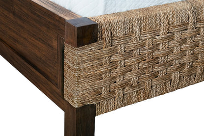 Worlds Away - Seagrass Wrapped Headboard And Footboard With Wood Side Rails And Legs, King Size - KARINA KING view 3