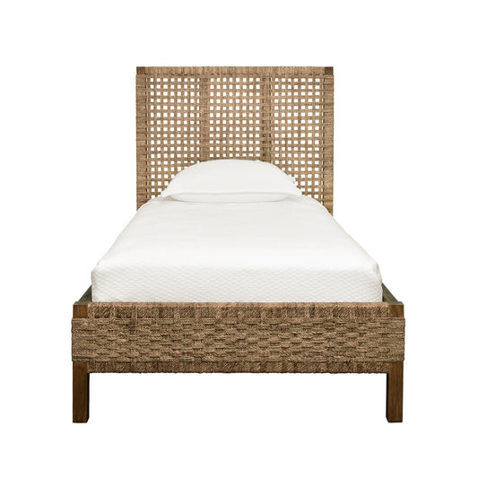 Worlds Away - Seagrass Wrapped Headboard And Footboard With Wood Side Rails And Legs, Twin Size - KARINA TWIN view 2