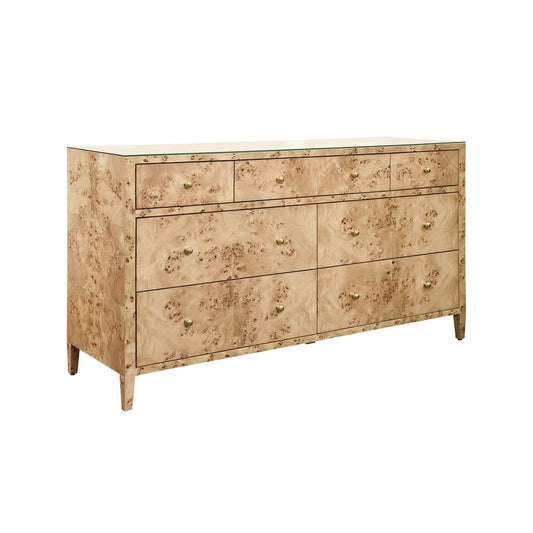 Worlds Away - Seven Drawer Chest In Burl Wood - CARNEGIE BW view 1