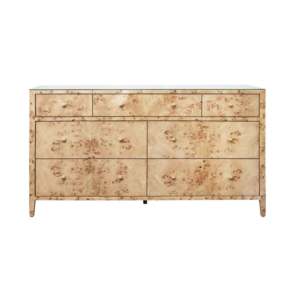 Worlds Away - Seven Drawer Chest In Burl Wood - CARNEGIE BW view 2