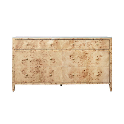 Worlds Away - Seven Drawer Chest In Burl Wood - CARNEGIE BW view 2