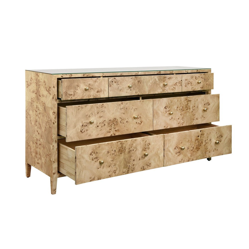 Worlds Away - Seven Drawer Chest In Burl Wood - CARNEGIE BW view 3
