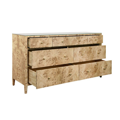 Worlds Away - Seven Drawer Chest In Burl Wood - CARNEGIE BW view 3