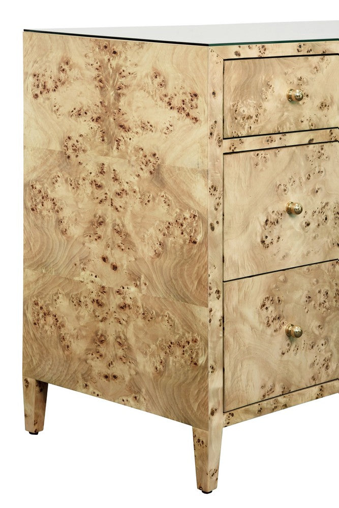 Worlds Away - Seven Drawer Chest In Burl Wood - CARNEGIE BW view 5