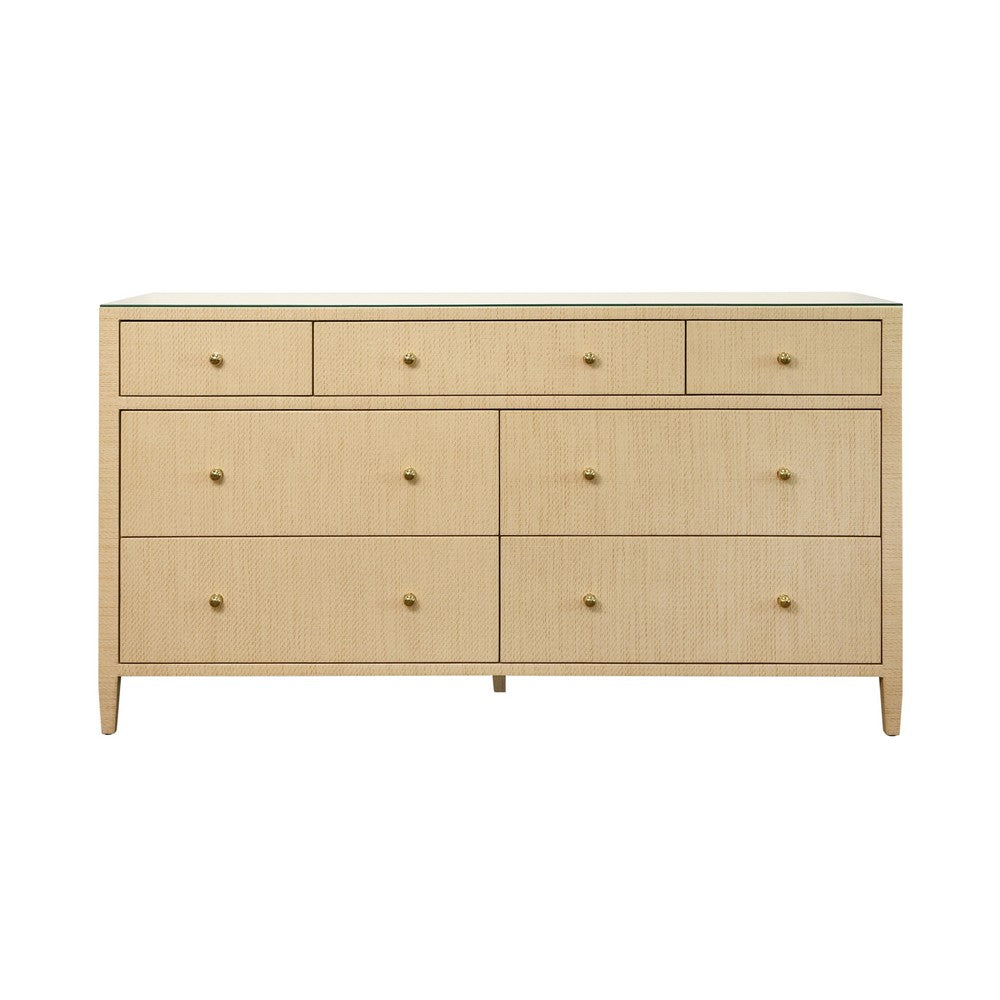 Worlds Away - Seven Drawer Chest In Natural Grasscloth - CARNEGIE NAT view 2