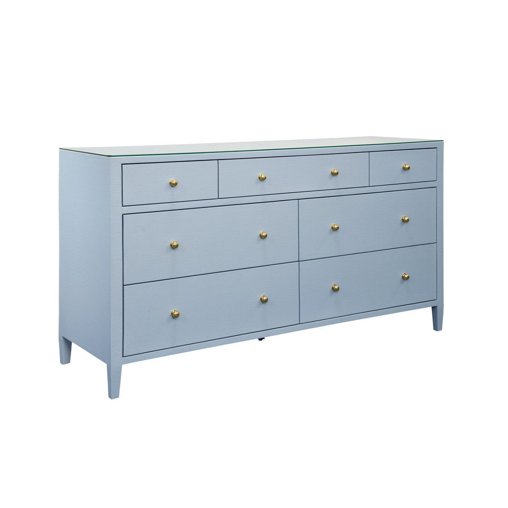 Worlds Away - Seven Drawer Chest In Textured Light Blue Linen - CARNEGIE LB view 1