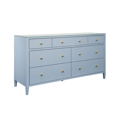 Worlds Away - Seven Drawer Chest In Textured Light Blue Linen - CARNEGIE LB view 1