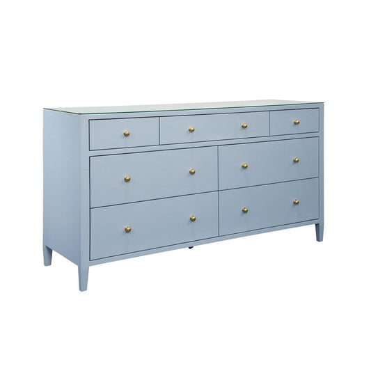 Worlds Away - Seven Drawer Chest In Textured Light Blue Linen - CARNEGIE LB view 1