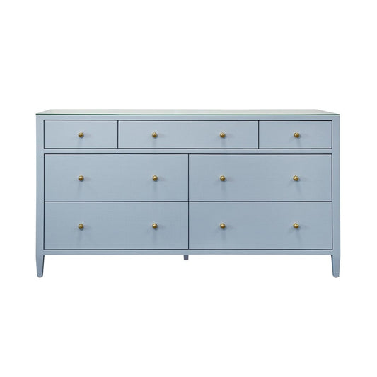 Worlds Away - Seven Drawer Chest In Textured Light Blue Linen - CARNEGIE LB view 2