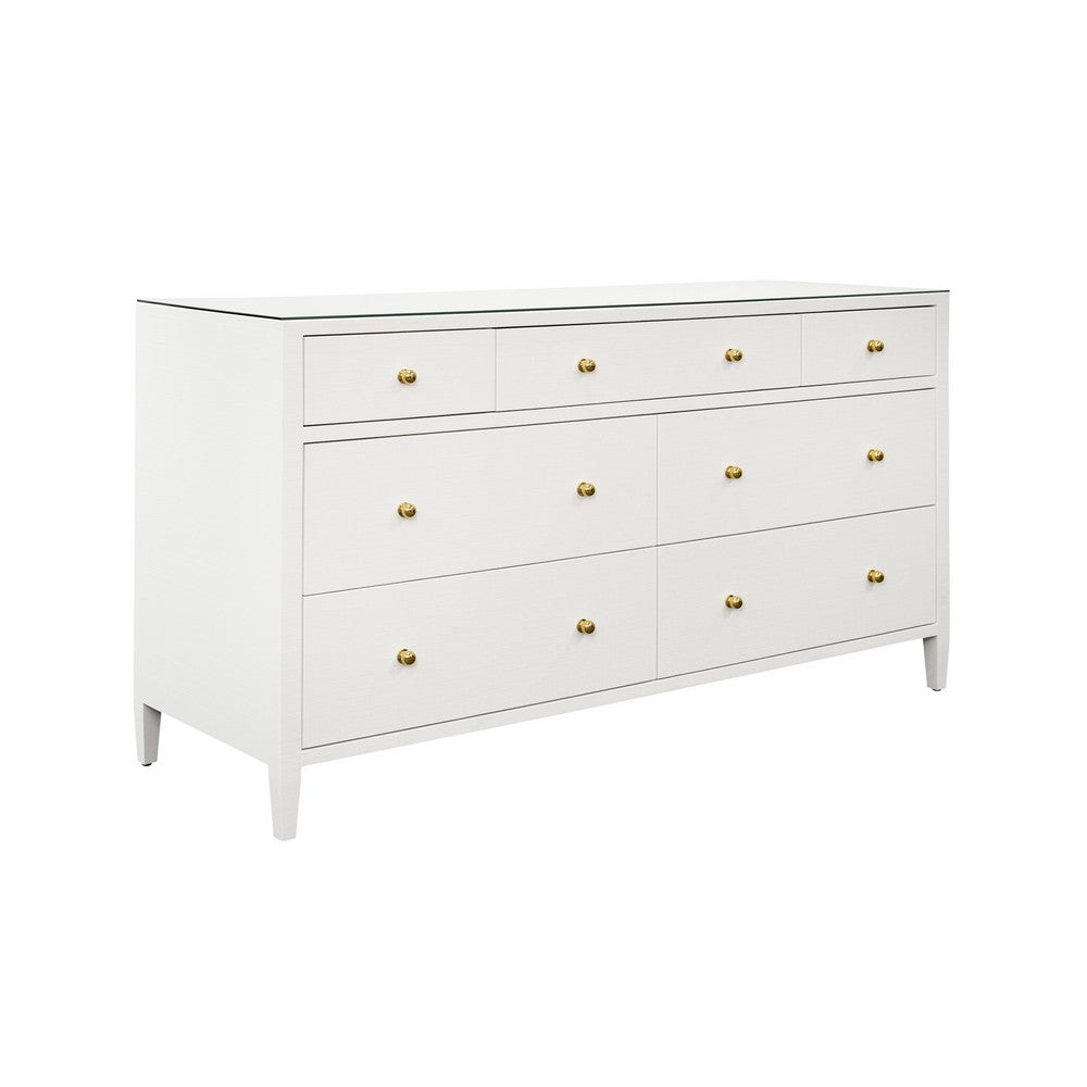 Worlds Away - Seven Drawer Chest In Textured White Linen - CARNEGIE WH view 1