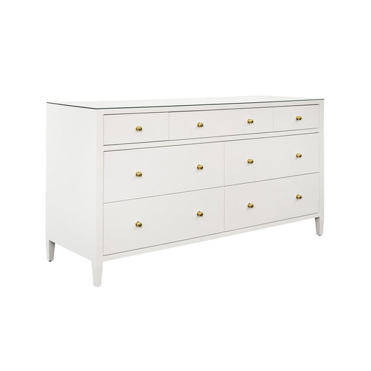 Worlds Away - Seven Drawer Chest In Textured White Linen - CARNEGIE WH view 1