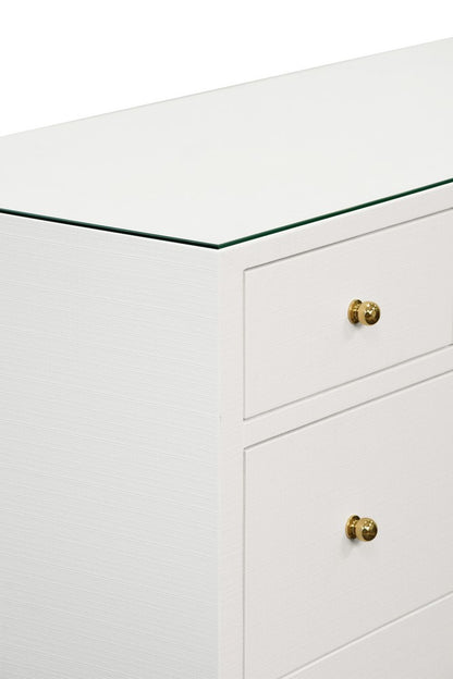 Worlds Away - Seven Drawer Chest In Textured White Linen - CARNEGIE WH view 3