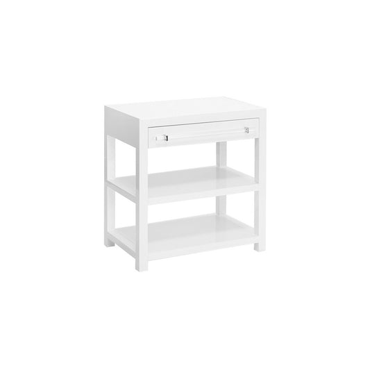 Worlds Away - Side Table In Glossy White/Includes Brass & Nickel Hrdwr Options W Acrylic Rod - GARBO WH view 1