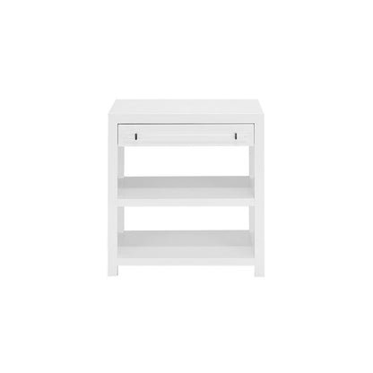 Worlds Away - Side Table In Glossy White/Includes Brass & Nickel Hrdwr Options W Acrylic Rod - GARBO WH view 2