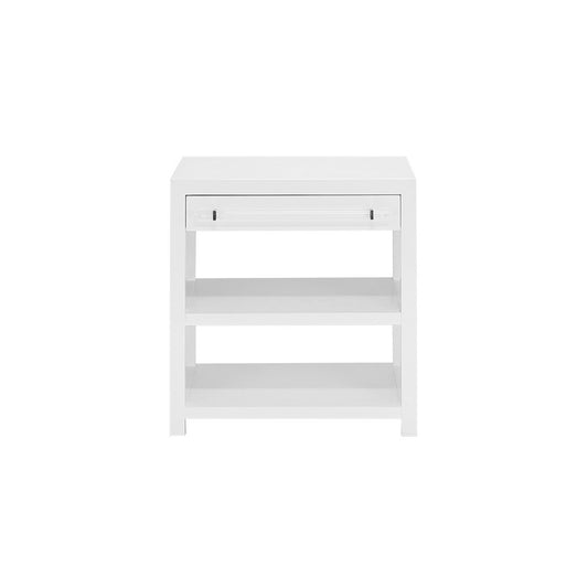 Worlds Away - Side Table In Glossy White/Includes Brass & Nickel Hrdwr Options W Acrylic Rod - GARBO WH view 2