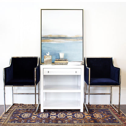 Worlds Away - Side Table In Glossy White/Includes Brass & Nickel Hrdwr Options W Acrylic Rod - GARBO WH view 5
