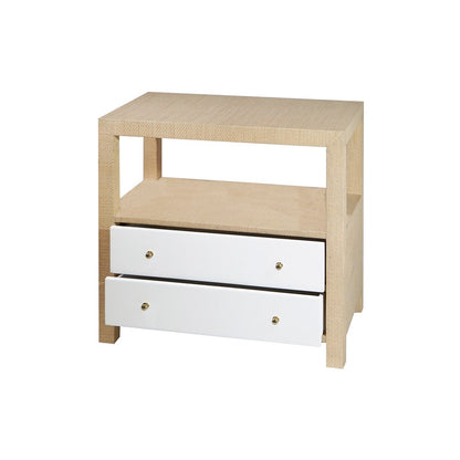 Worlds Away - Side Table In Natural Grasscloth W.  Brass Hardware - HATTIE NAT view 1