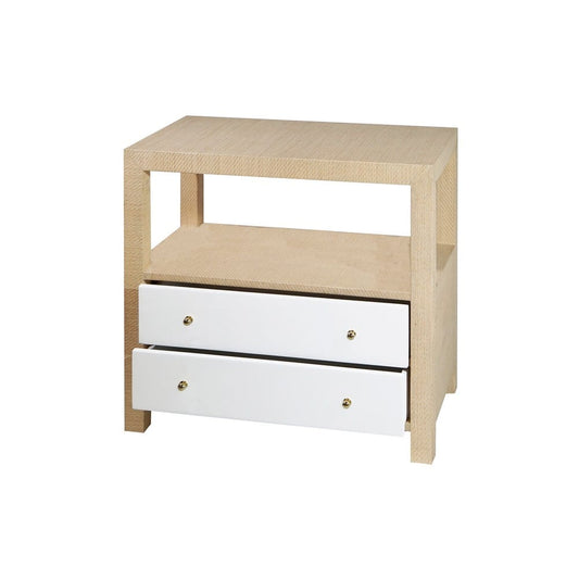 Worlds Away - Side Table In Natural Grasscloth W.  Brass Hardware - HATTIE NAT view 1