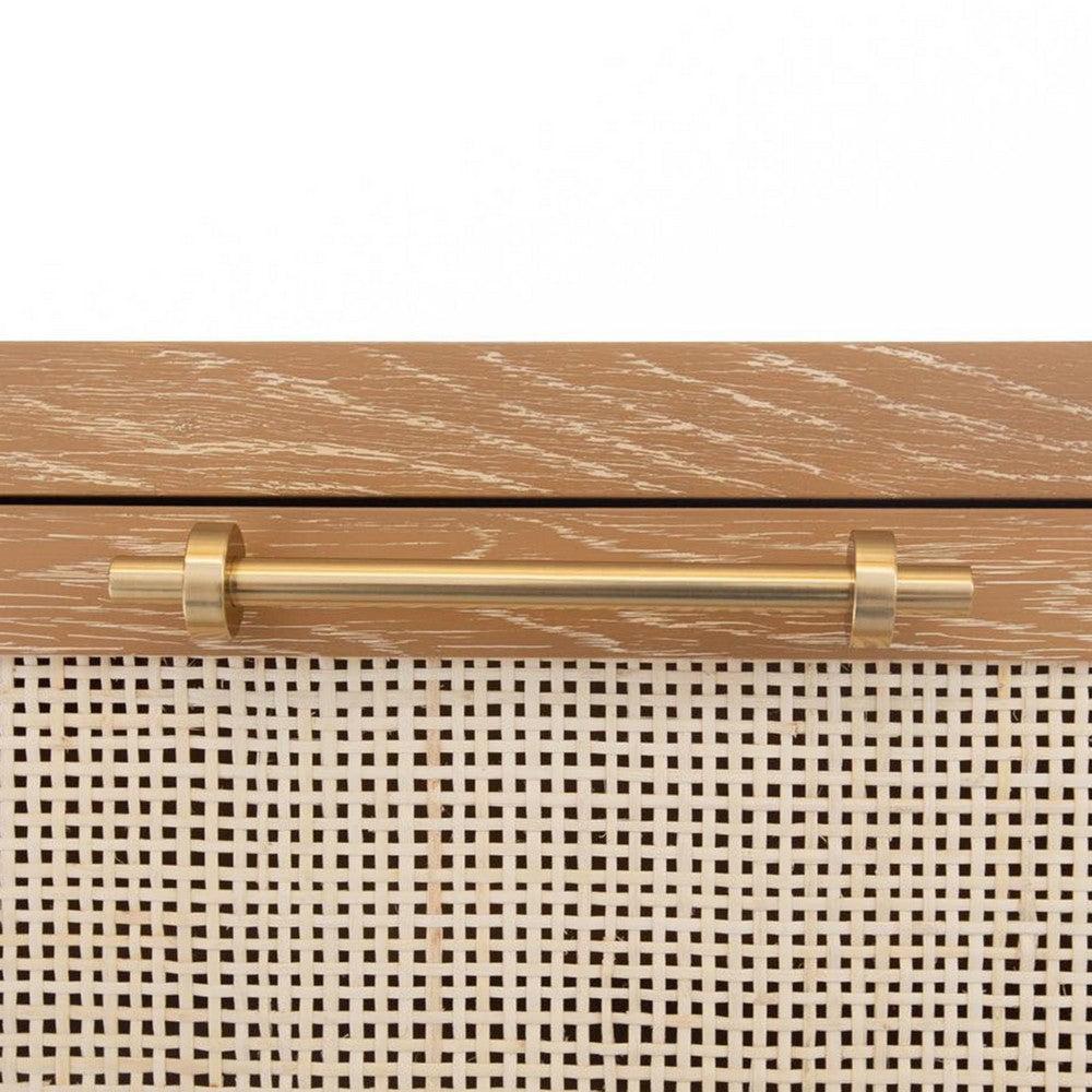 Worlds Away - Six Drawer Cane Front Chest With Brass Hardware In Cerused Oak Finish - CARLA CO view 5