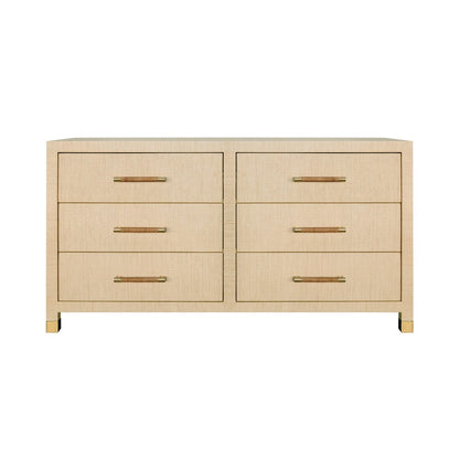 Worlds Away - Six Drawer Chest With Rattan Wrapped Handles In Natural Grasscloth - WINCHESTER NAT view 1