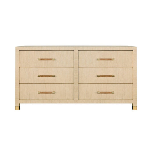 Worlds Away - Six Drawer Chest With Rattan Wrapped Handles In Natural Grasscloth - WINCHESTER NAT view 1