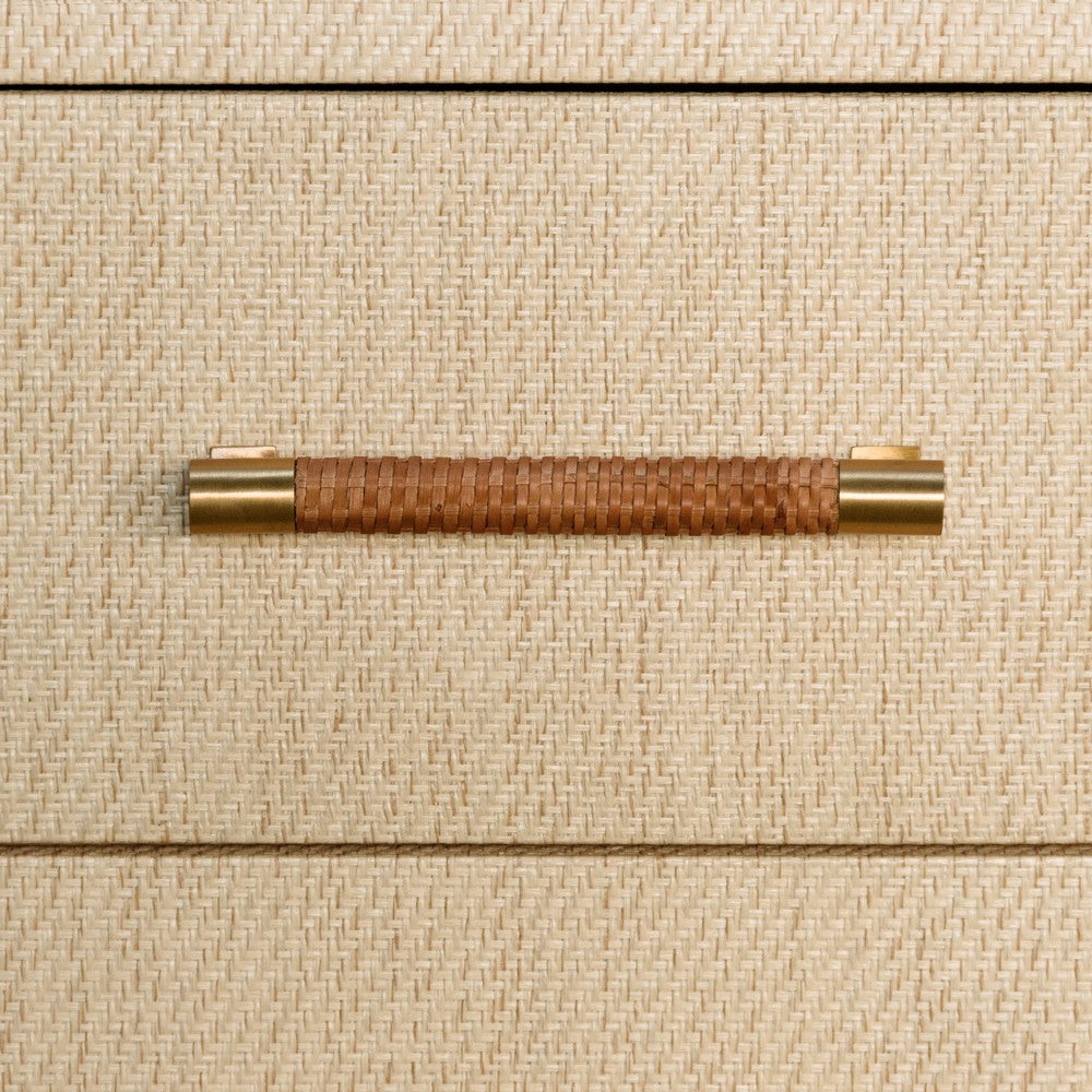 Worlds Away - Six Drawer Chest With Rattan Wrapped Handles In Natural Grasscloth - WINCHESTER NAT view 4