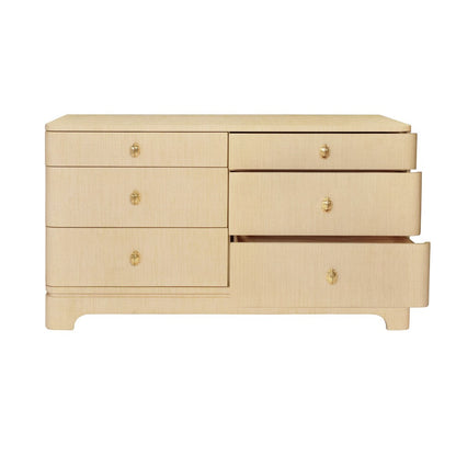 Worlds Away - Six Drawer Rounded Edge Chest With Brass Beetle Knob In Natural Grasscloth - KILMER NAT view 3