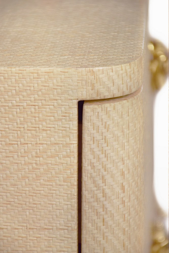 Worlds Away - Six Drawer Rounded Edge Chest With Brass Beetle Knob In Natural Grasscloth - KILMER NAT view 7