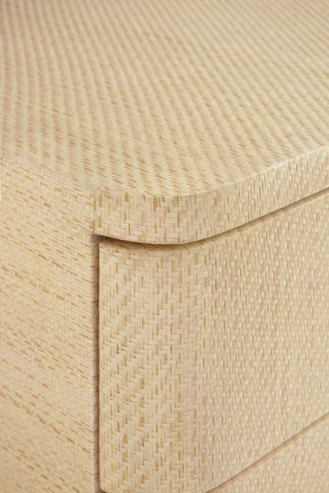 Worlds Away - Six Drawer Rounded Edge Chest With Brass Beetle Knob In Natural Grasscloth - KILMER NAT view 8