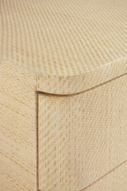 Worlds Away - Six Drawer Rounded Edge Chest With Brass Beetle Knob In Natural Grasscloth - KILMER NAT view 8